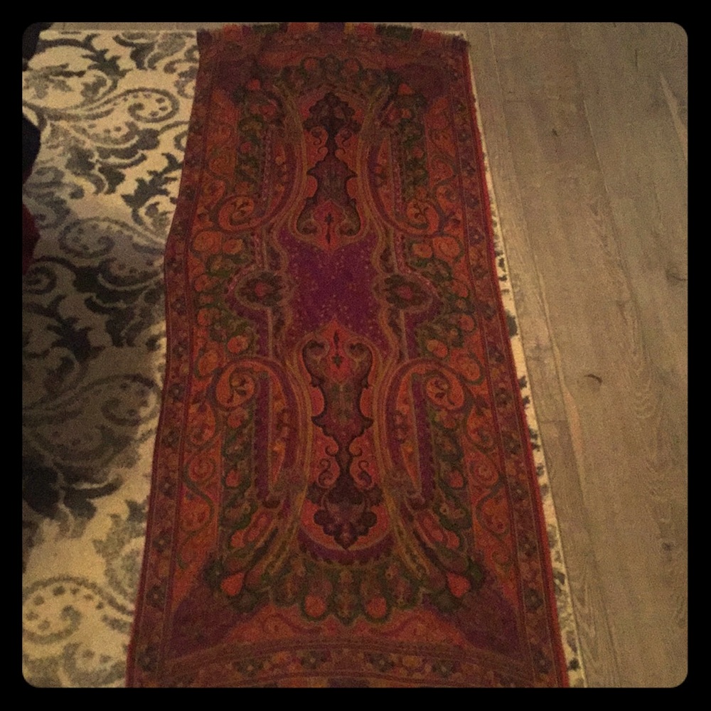 Etro Paisley Wool-Blend Scarf in Purple, Red, Green